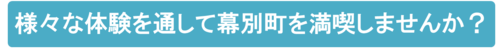 様々な体験を通して幕別町を満喫しませんか?